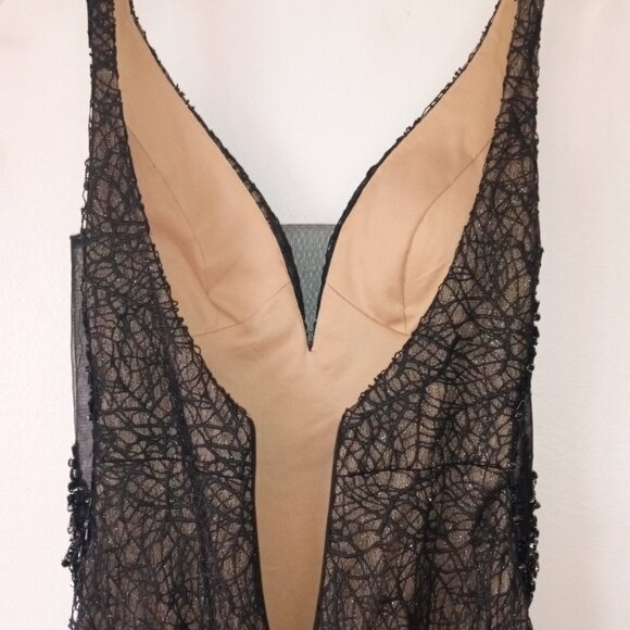 Unique Ellie Wilde MON CHERI Sz 4 Black Mermaid Dress Spider Web Gothic Princess - Picture 12 of 15